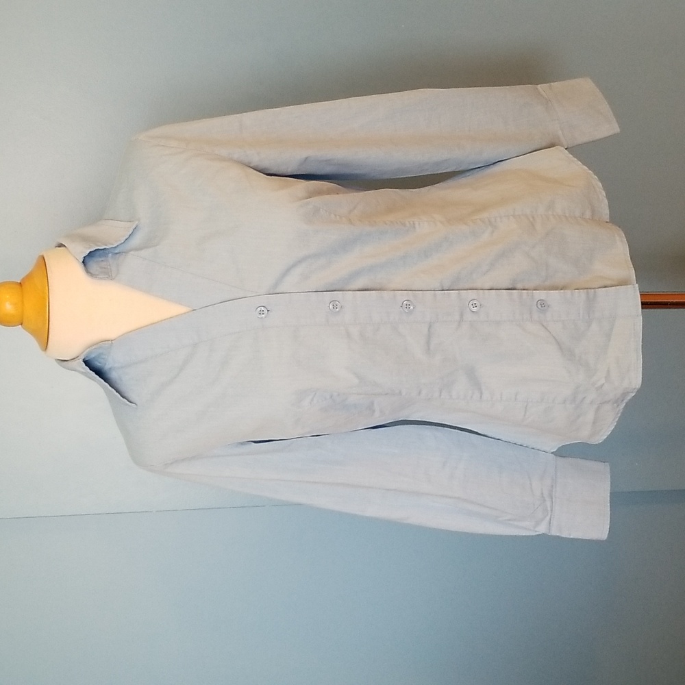 Worthington Petite Fitted Button Down Dress Shirt Size 8P Blue